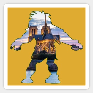Hunchback Quasimodo - View of Notre Dame Gold Sticker